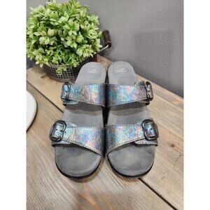 Dansko Sophie Womens Size US 7.5-8 EU 38 Metallic Silver Petrol Sandals Shoes